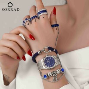 ساعت ای پی زنانه / ساده بند استیل رنگ سیلور صفحه دورنگین سرمه ای - Image 2