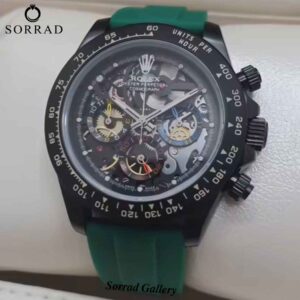 ساعت رولکس مردانه / اتومات بند رابر رنگ سبز صفحه مشکی - Image 2