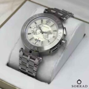 ساعت ورساچه مردانه / کورنوگراف بند استیل رنگ سیلور صفحه سفید - Image 3